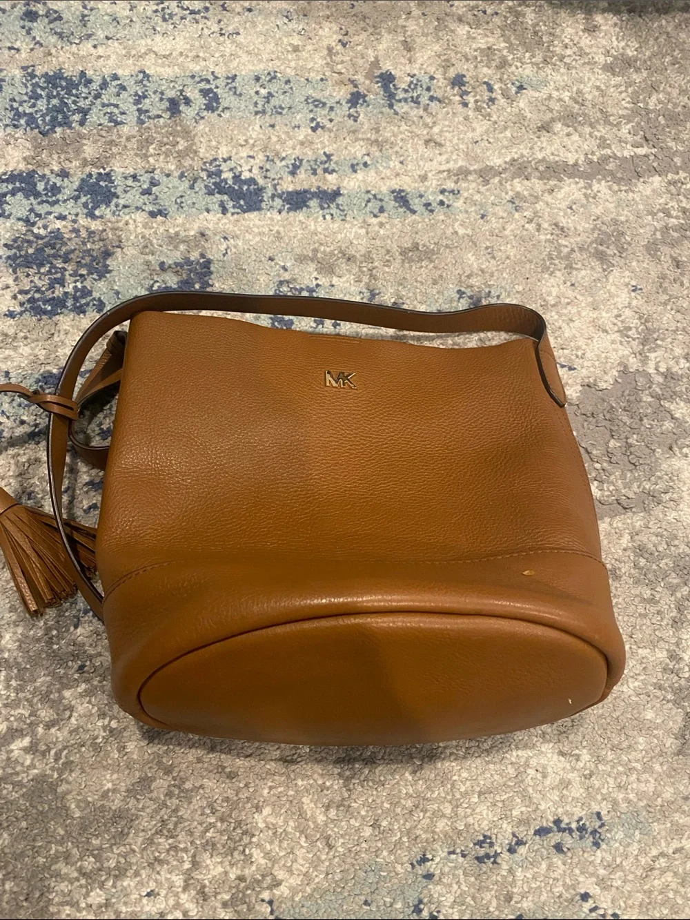 Michael Kors Cognac Leather Shoulder Bag with Tassel Accent